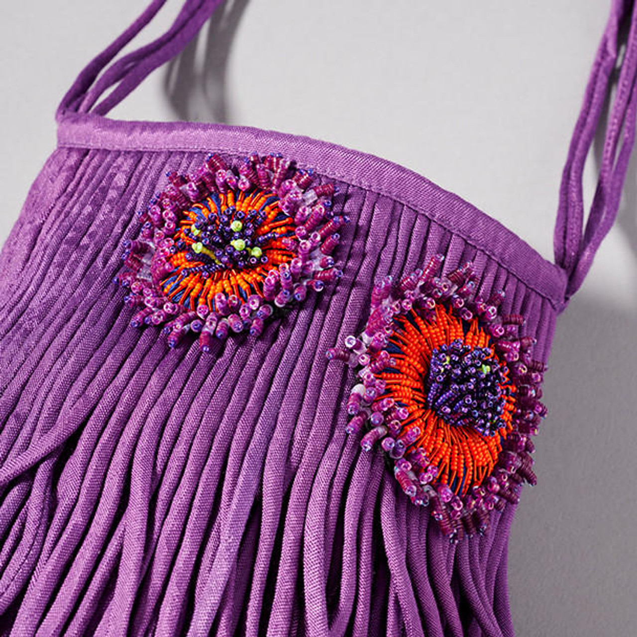 Embroidered & Beaded Fringe Purse - Purple - Philadelphia Museum