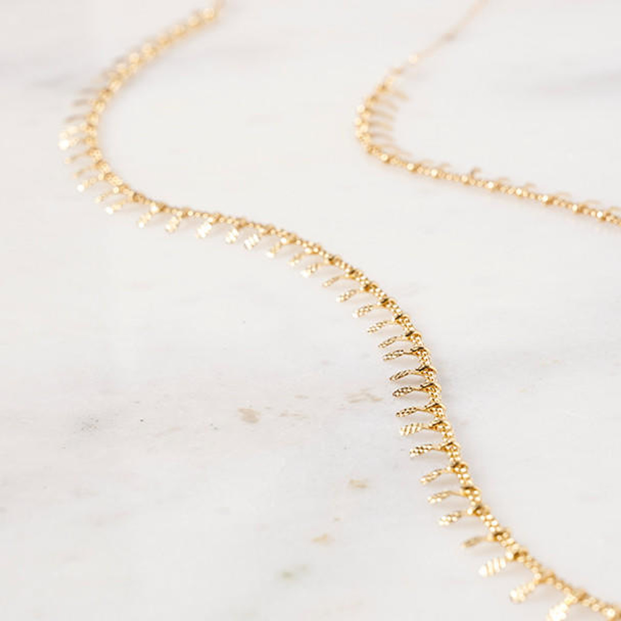 Long Gold-Filled Fringe Necklace by Susan Rifkin