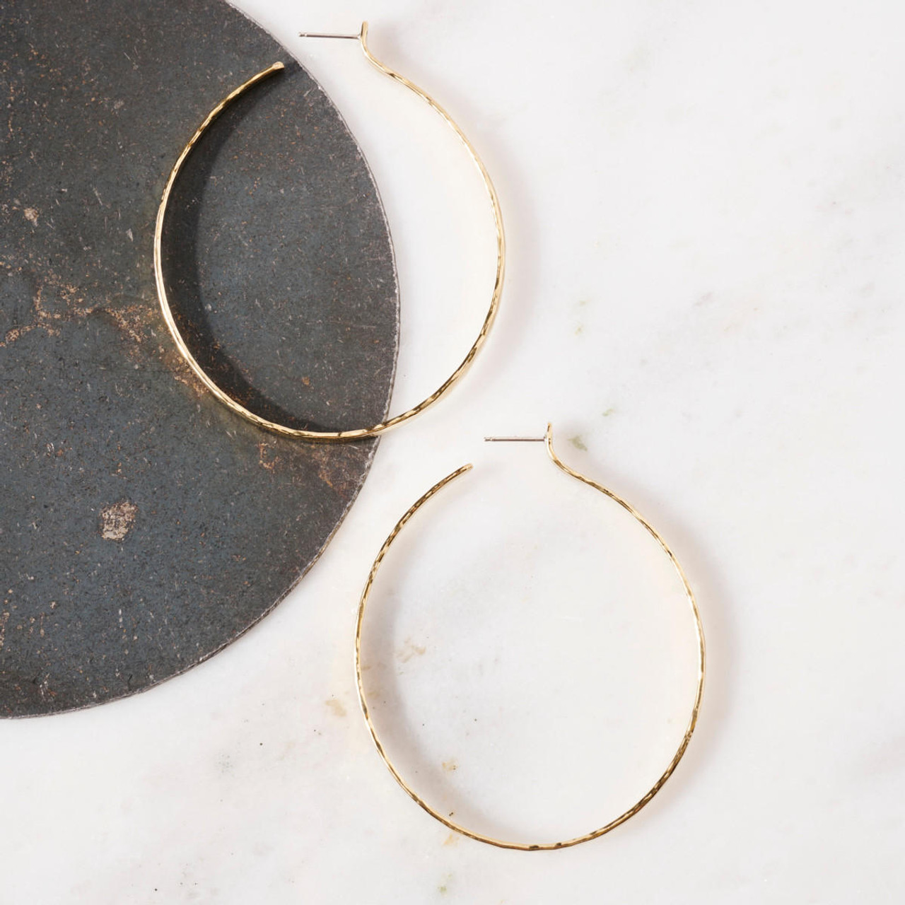 Hammered Brass Statement Hoop Earrings | Storm in a Teacup