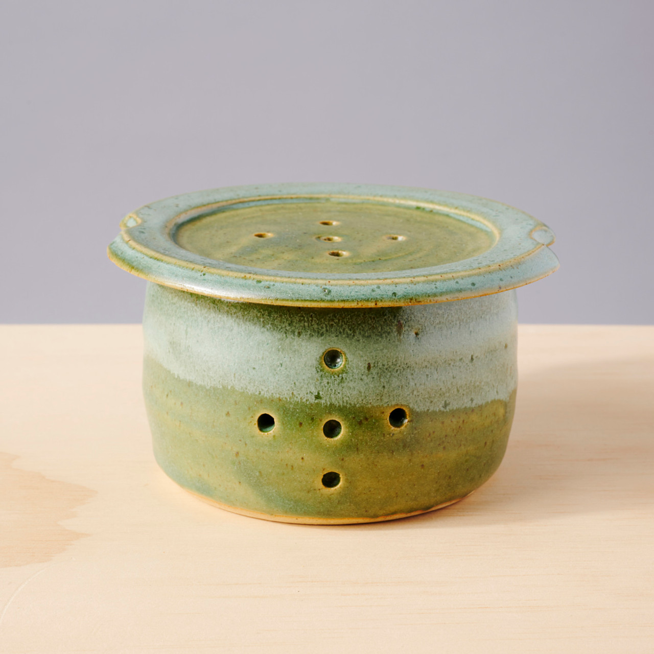 Handmade Ceramic Small French Butter Crock in Peace Glaze French