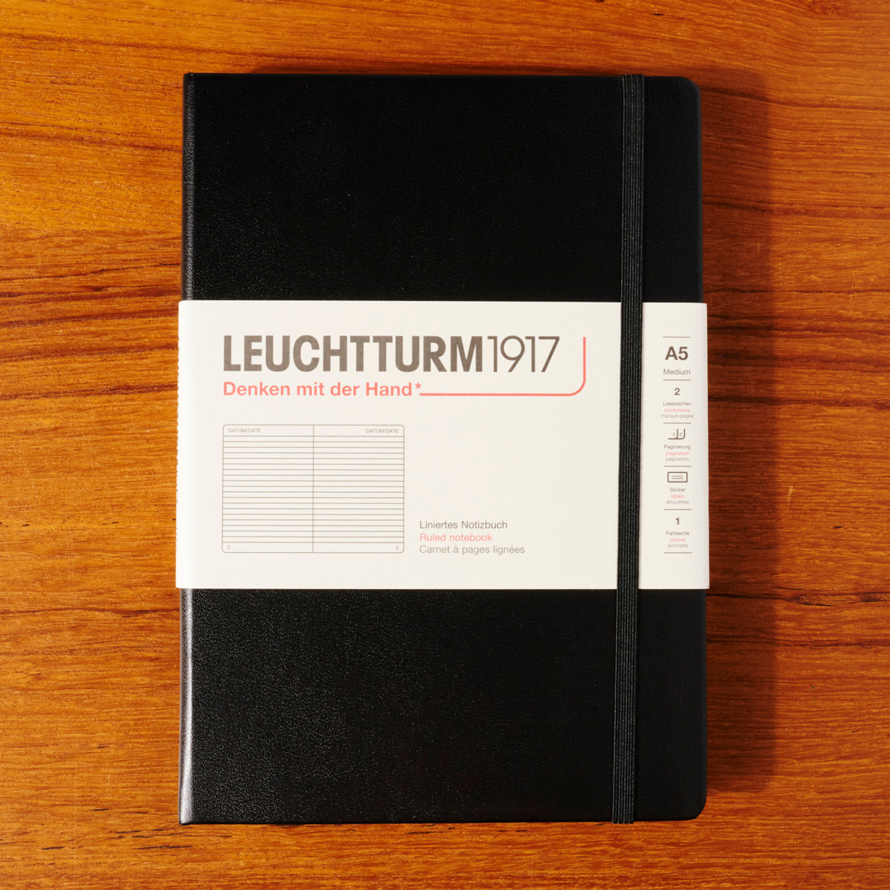 Leuchtturm1917 A5 Medium Hardcover Ruled Notebook - Black