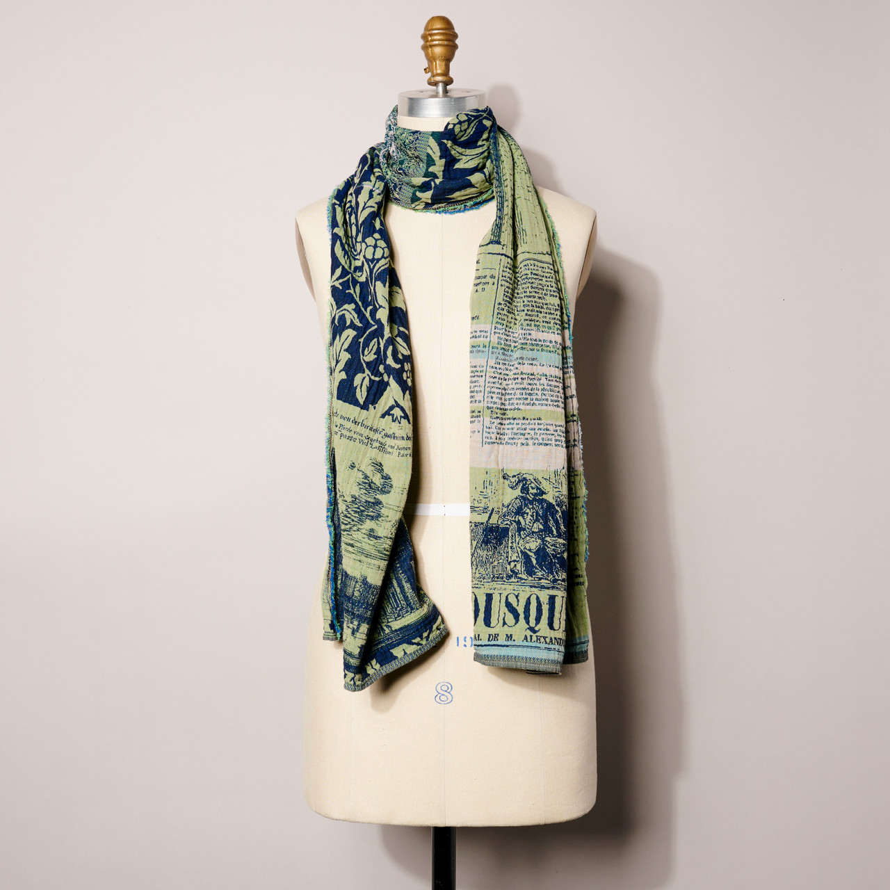 小物 Mid-Century French Cotton Scarf Organic French Jacquard Scarf Milady Jeans Vert - Philadelphia