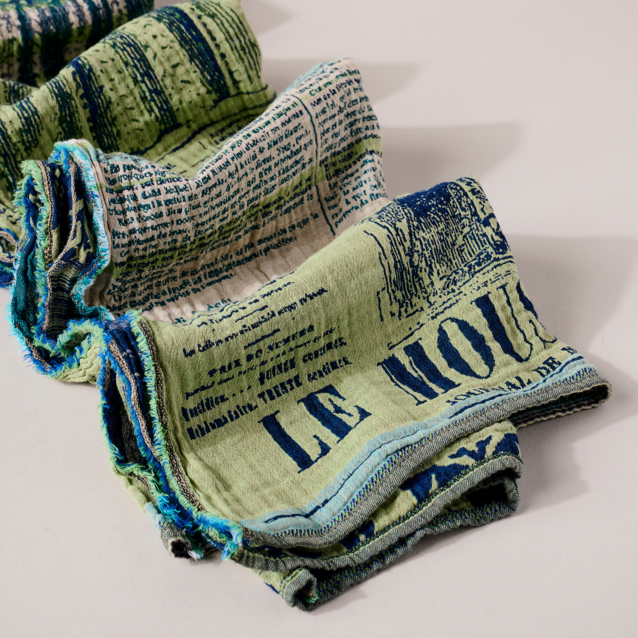 Organic French Jacquard Scarf Milady Jeans Vert - Philadelphia