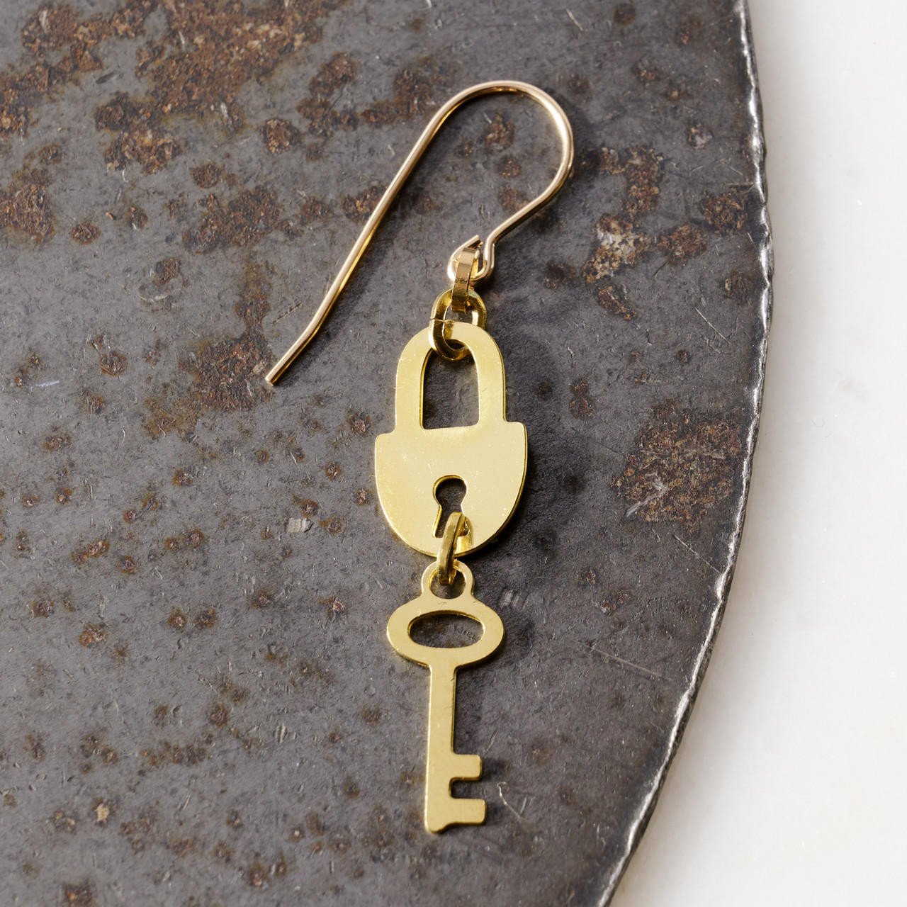 lock + key earrings