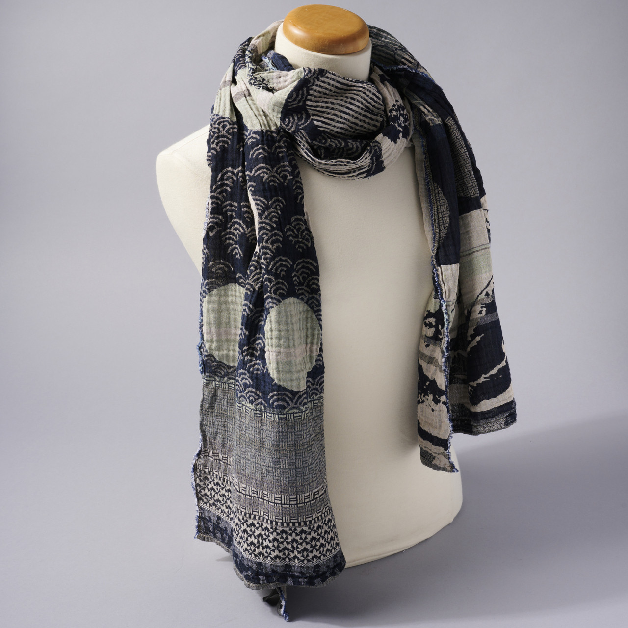 Organic French Jacquard Indigo Dot Wave Scarf - Philadelphia Museum Of Art