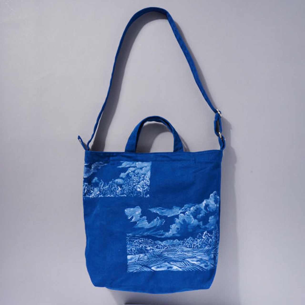 TIANQINGJI Handmade Blue SWIFT Leather Boston Tote Bag