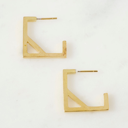 Brass Square Hoop Earrings
