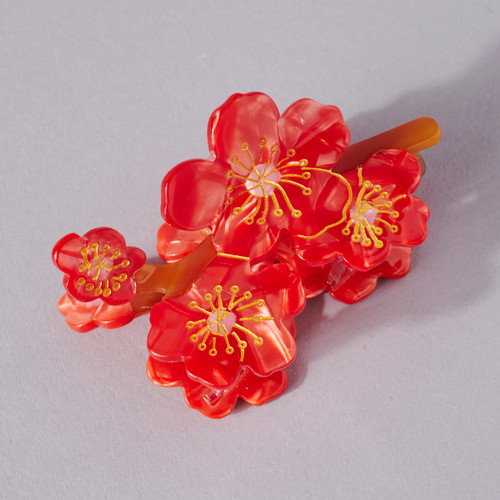 Hand-Painted Plum Blossoms Hair Claw