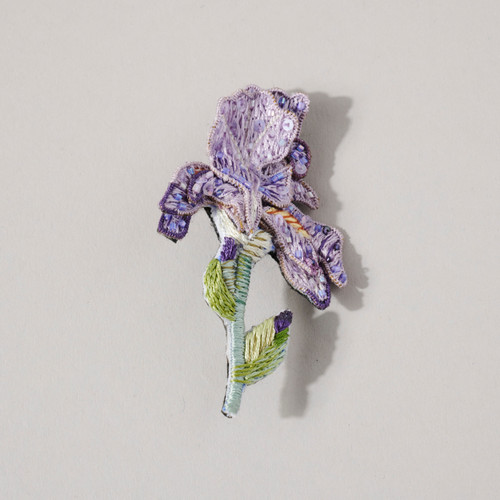 Embroidered & Beaded Purple Bearded Iris Pin