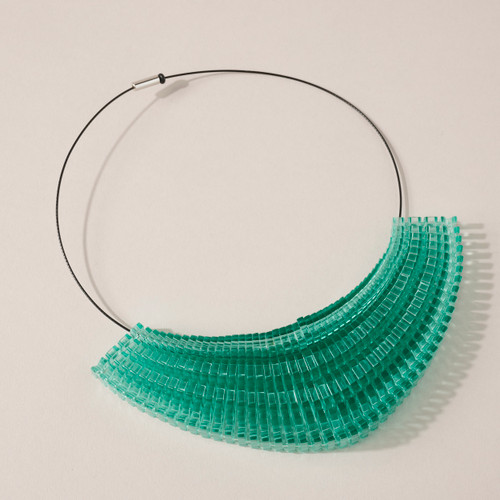 'BOOM' Glass Green Hidden Word Arc Necklace