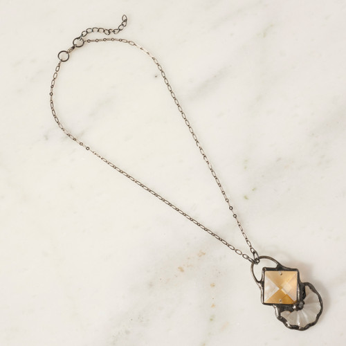 Faceted Diamond Artisan Glass Necklace by Lulu and Glass