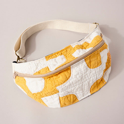 Upcycled Mustard Quilt Sling Bag by Paige Sato