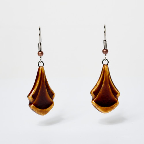 Nouveaux Fan Ceramic Earrings by Christina Orthwein