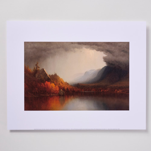 Front view of a poster depicting Gifford's "A Coming Storm", a painting of a stormy autumn lake view.