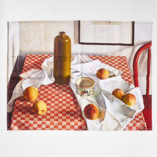 Lucioni Still Life with Peaches Tea Towel