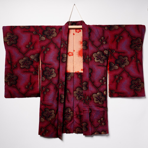 Long Bordeaux Florals Silk Haori
