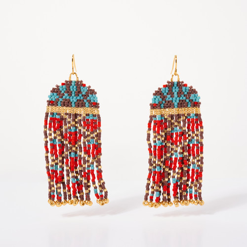 Beaded Brocade Garden Dangle Earrings