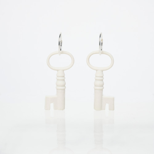 Ceramic Skeleton Key Earrings by Micah Sweezie