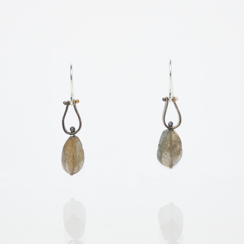 Sterling Silver & Labradorite Long Earrings by Eric Silva