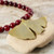 Michael Michaud Deep Red Beaded Gingko Necklace