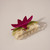Twin Rabbits Acetate Hair Clip with purplish pink 4 pointed flower above a clear semi-circled hair clip with 2 rabbits printed in white facing each other