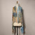 Monet Poplars, End of Autumn  micromodal scarf, multicolored pastel tones, styled fully open on dress form.