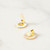 Cherry Blossom Round Hand-Drawn Porcelain Clip Earrings