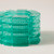 Stretch bracelet made from transparent aqua stacked laser-cut acrylic 'BOOM' cut outs