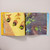 A spread of Sunflower Seeds shows an illustration of plants sprouting from cups of soil on the left page and an illustration of the same plants overturned on a grey background on the right page.