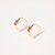 Side view of Front view of pair of gold-tone wire hoop earrings showing small knots on each hoop