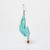 Single trumpet-shaped light blue ceramic earring with single tiny metallic bead hanging below