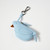 Pale blue leather wallet shaped like a dimensional bird with silver tone hook for attaching to purses, back packs, etc
