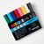 The back of a pack of eight chunky markers in black, white, yellow, pink, red, blue, light blue, and green.