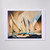 Front view of a poster depicting Sheeler's "Pertaining to Yachts and Yachting", a cubist-style painting of sailboats.