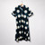 Long V Neck Dress Shibori Blurry Dots Blue