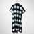 Long V Neck Dress Shibori Blurry Dots Blue