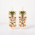 Beaded Fraktur Floral Dangle Earrings in Cream & Green