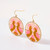 Round Beaded Twin Birds Earrings in Pink & Mustard