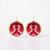 Round Beaded Twin Birds Earrings in Wine & Lilac