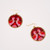 Round Beaded Twin Birds Earrings in Wine & Lilac