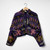 Blue Floral Suzani Cropped Kaira Upcycled Quilted Kantha Jacket by Namai
