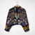 Blue Floral Suzani Cropped Kaira Upcycled Quilted Kantha Jacket by Namai