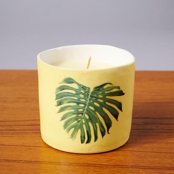  Monstera Leaf Ceramic Candle 