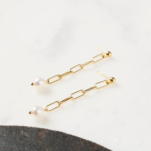 Susan Rifkin Long Link Baroque Pearl Earrings by Susan Rifkin 