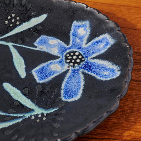 Ruth Easterbrook Blue Flower Lunch Plate by Ruth Easterbrook 