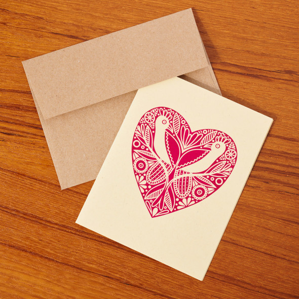 Bird Heart Folk Notecard by Exit 343 Design