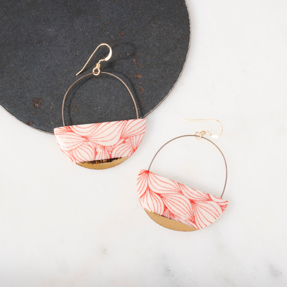 Semi Circle Red Wave Dangles by StitchPrism