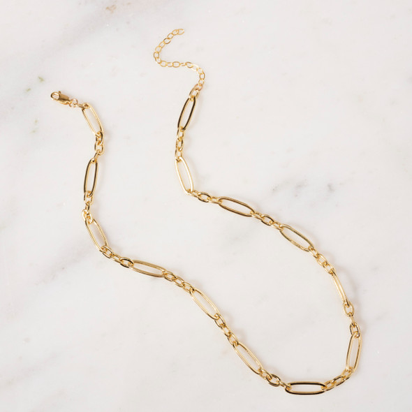 Gold Charms on Oxidized Chain Necklace by Susan Rifkin