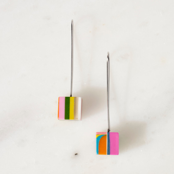 Misk Acrylic Dangle Cube Earrings