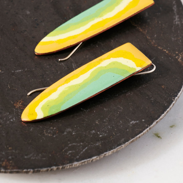 Golden Multicolor Long Enamel Earrings from Echo Metals